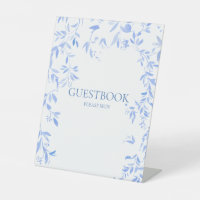 French Blue Floral Botanical Wedding Guestbook