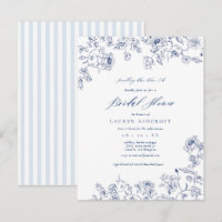 French Blue Floral Bridal Shower Party invitation