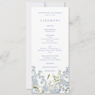 French Blue Florals Wedding Ceremony Program