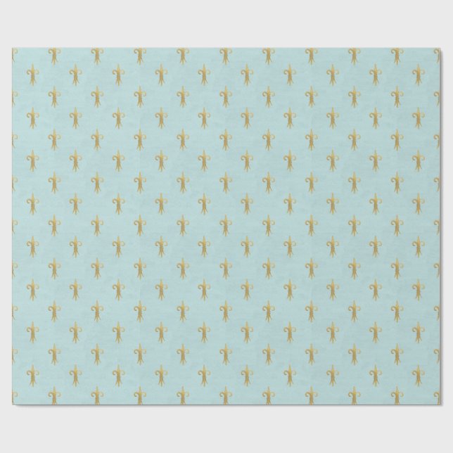 French Blue Fluer De Lis Gift Wrapping Paper (Flat)