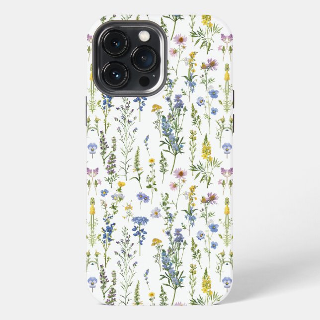 French Blue Garden Wildflowers Pattern iPhone Case (Back)