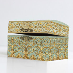 French Blue Gold Ornate Floral Pattern Decoupage Tissue Paper