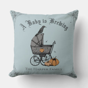 French Blue Gothic A Baby is Brewing Family Custom Cushion