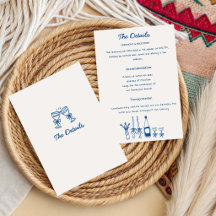 French Blue Hand Drawn Champagne Whimsical Wedding