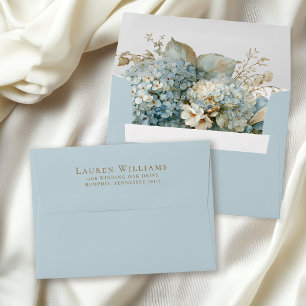 French Blue Hydrangea Bouquet Return Address Envelope