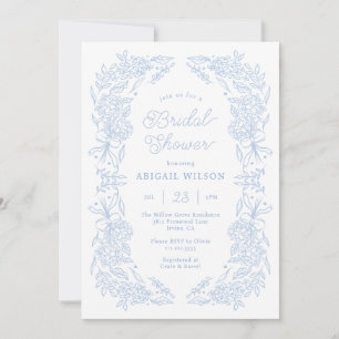 French Blue Hydrangea Bridal Shower Invitation