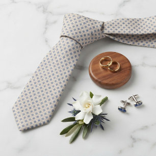 French Blue Ivory Heritage Medallion Foulard Tie