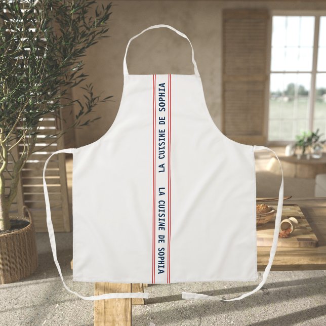 French Blue La Cuisine Name & Red Striped Apron (Creator Uploaded)