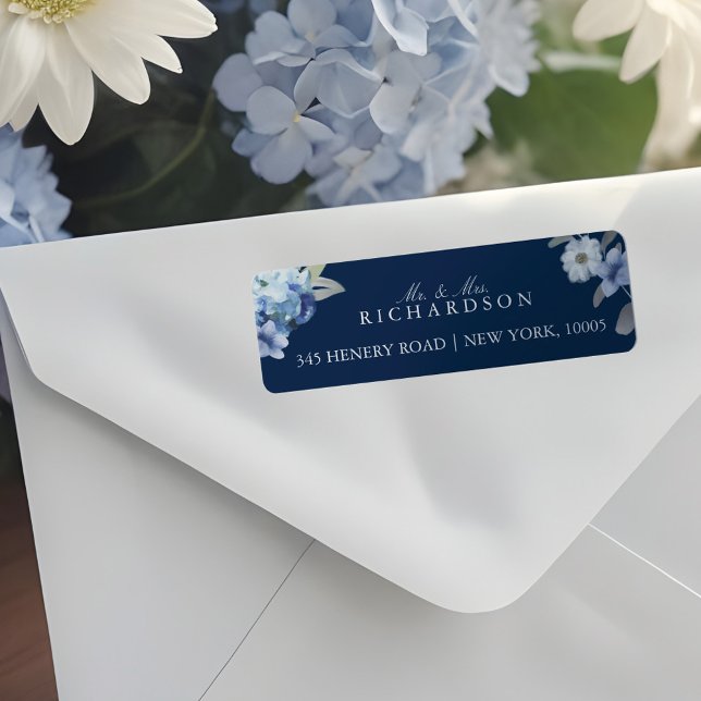 French Blue & Lavender Watercolor Floral Wedding (French Blue & Lavender Watercolor Floral Wedding Label)