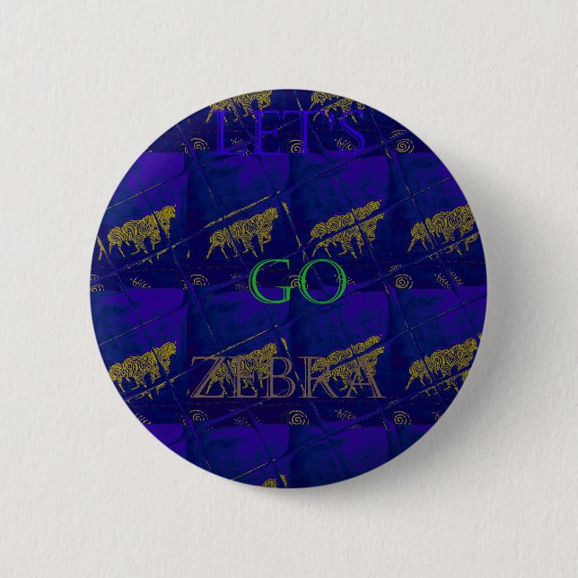 French Blue "Let's Go Zebra" Abstract Print 6 Cm Round Badge (Front)