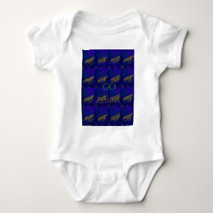 French Blue "Let's Go Zebra" Abstract Print Baby Bodysuit