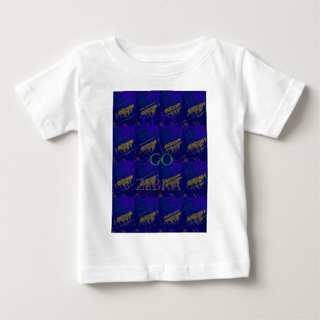 French Blue "Let's Go Zebra" Abstract Print Baby T-Shirt (Front)