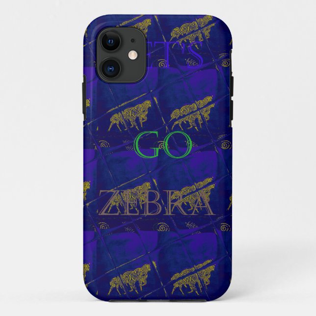 French Blue "Let's Go Zebra" Abstract Print Case-Mate iPhone Case (Back)