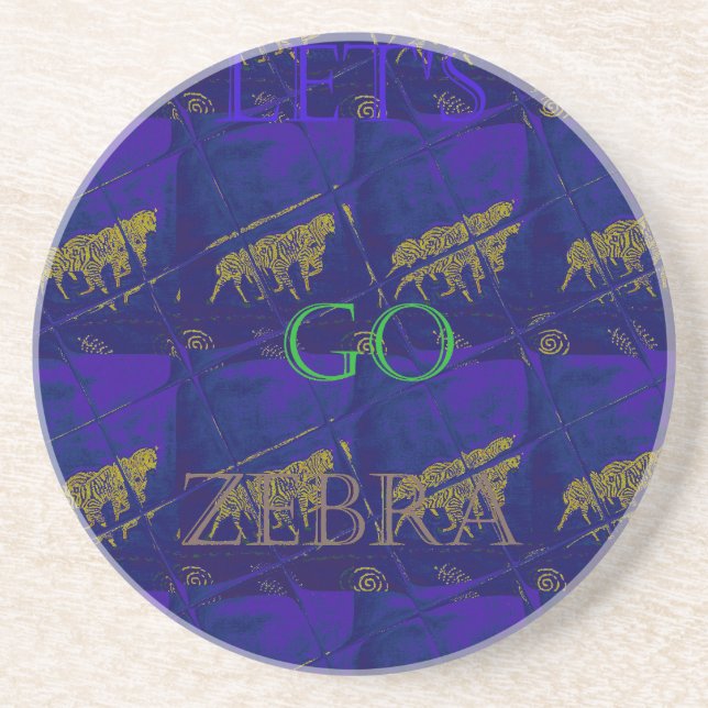 French Blue "Let's Go Zebra" Abstract Print Coaster (Front)