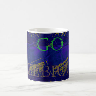 French Blue "Let's Go Zebra" Abstract Print Coffee Mug