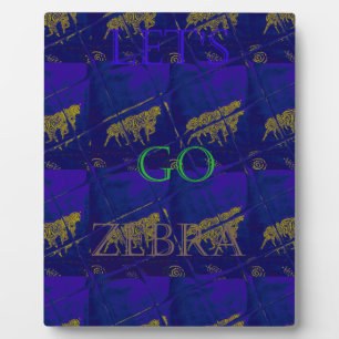 French Blue "Let's Go Zebra" Abstract Print Plaque