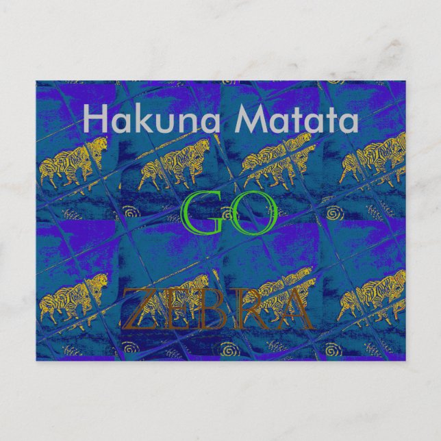 French Blue "Let's Go Zebra" Abstract Print Postcard (Front)