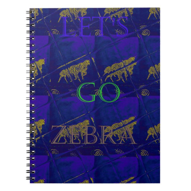 French Blue "Let's Go Zebra" Abstract Print Spiral Notebook (Front)