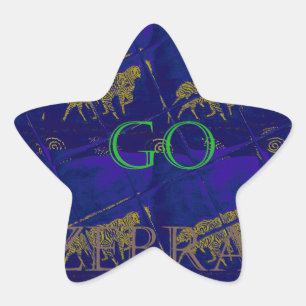 French Blue "Let's Go Zebra" Abstract Print Star Sticker