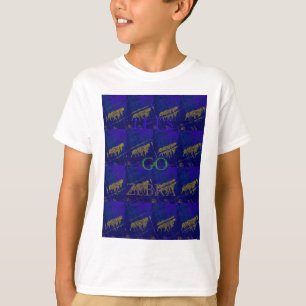 French Blue "Let's Go Zebra" Abstract Print T-Shirt