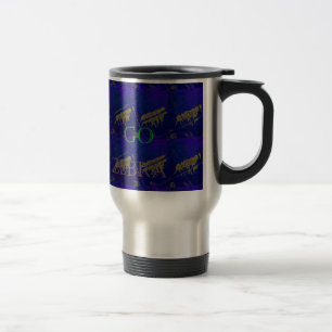 French Blue "Let's Go Zebra" Abstract Print Travel Mug