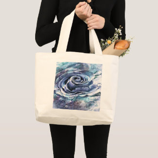 French Blue Lilac and Cerulean Artistic Rose Large Tote Bag