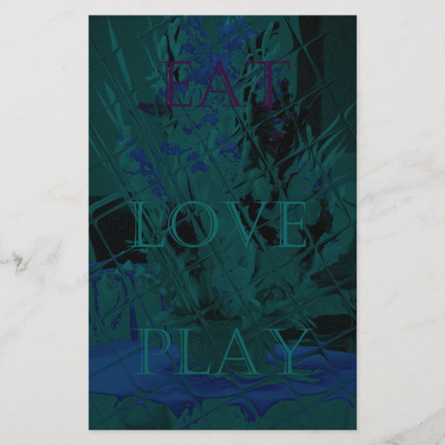 French Blue  Love Eat  Play Flower colours for all Stationery (Front)