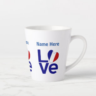 French Blue LOVE Gearr Flag Personalised  Latte Mug
