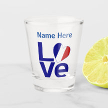 French Blue LOVE Heart Flag Personalised 