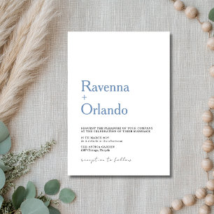 French Blue Minimalist Simple Modern Wedding Invitation