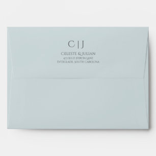 French Blue Monochromatic Wedding Envelope