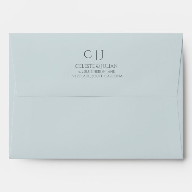 French Blue Monochromatic Wedding Envelope (Back (Top Flap))