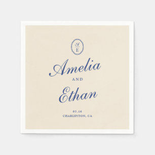 French Blue Monogram Wedding Napkins