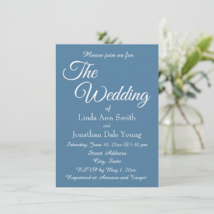 French Blue Monotone Simple Style Wedding Invitation