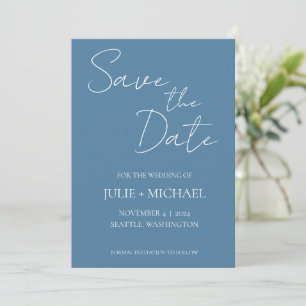 French Blue Monotone Simple Style Wedding Save The Date