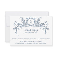 French Blue Ornate Baroque Monogram