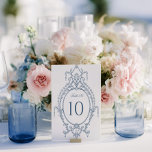 French Blue Ornate Baroque Wedding  Table Number<br><div class="desc">This wedding table number design features a blue French fine art antique frame on a white background. You can add your initials to the frame on the bottom. An elegant design that any sophisticated bride will love.</div>