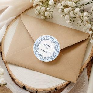 French Blue Ornate Monogram Wedding Seal