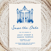 French Blue Pastoral Countryside Save the Date