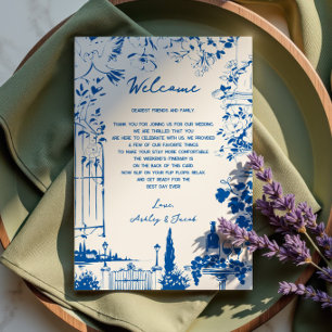 French Blue Pastoral  Wedding Letter and Itinerary Programme