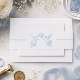 French Blue Rococo Angel Vintage Elegant Wedding Invitation Belly Band