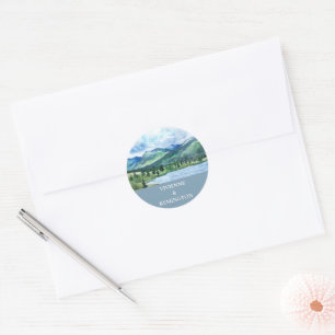 French Blue Serene Watercolor Lake Envelope Seal