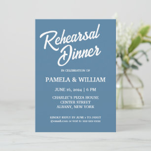 French Blue Simple Style Wedding Rehearsal Dinner Invitation