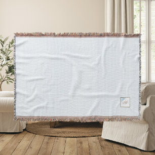French Blue Stripe Fleur de Lis Script Monogram Throw Blanket