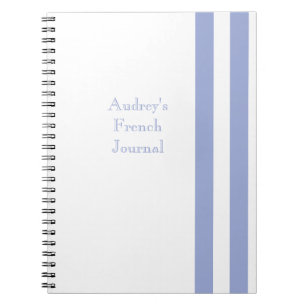 French Blue Stripes Spiral Notebook