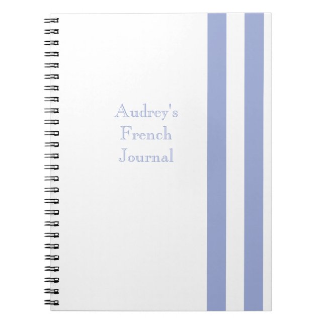French Blue Stripes Spiral Notebook (Front)