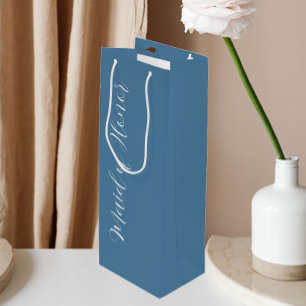 French Blue Stylised Script Maid of Honour Wine Gift Bag