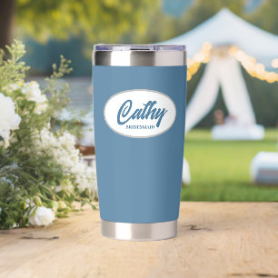 French Blue Stylised Wedding Bridesmaid Name Insulated Tumbler