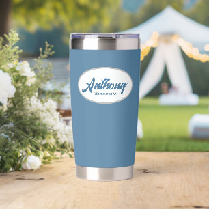 French Blue Stylised Wedding Groomsman Name Insulated Tumbler
