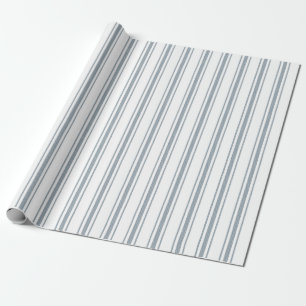 French Blue Ticking Stripe Wrapping Paper